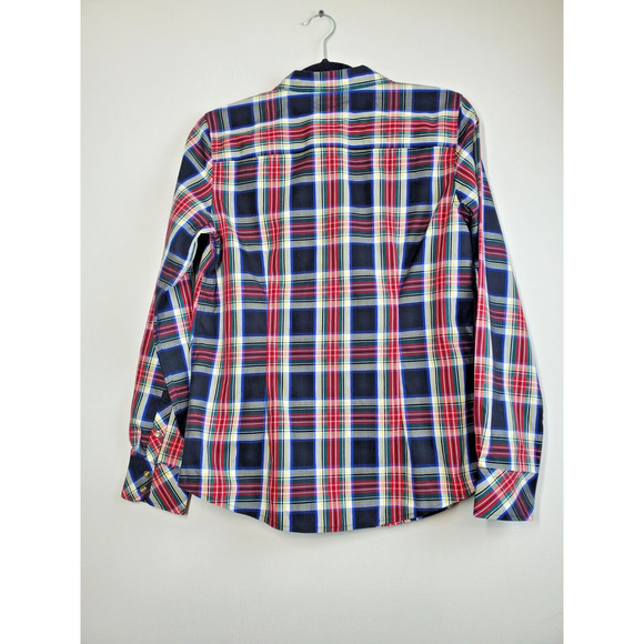 NEW Talbots Button Down Top Womens 4 Plaid Long Sleeve Holiday Gold Metallic - Picture 3 of 10
